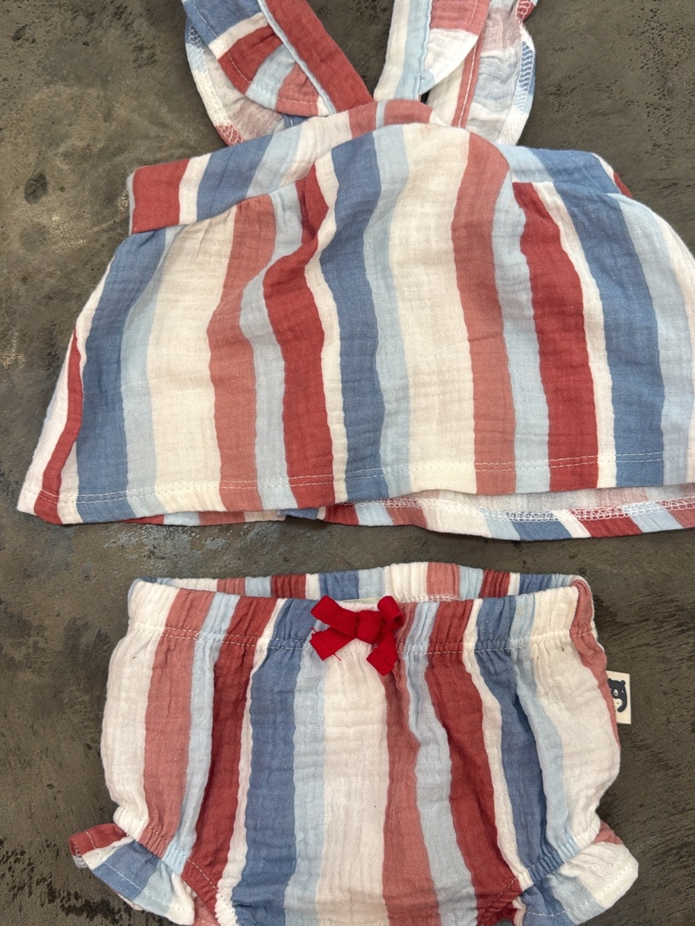 Striped Red, Blue & White Baby Diaper Cover Set - Unbranded